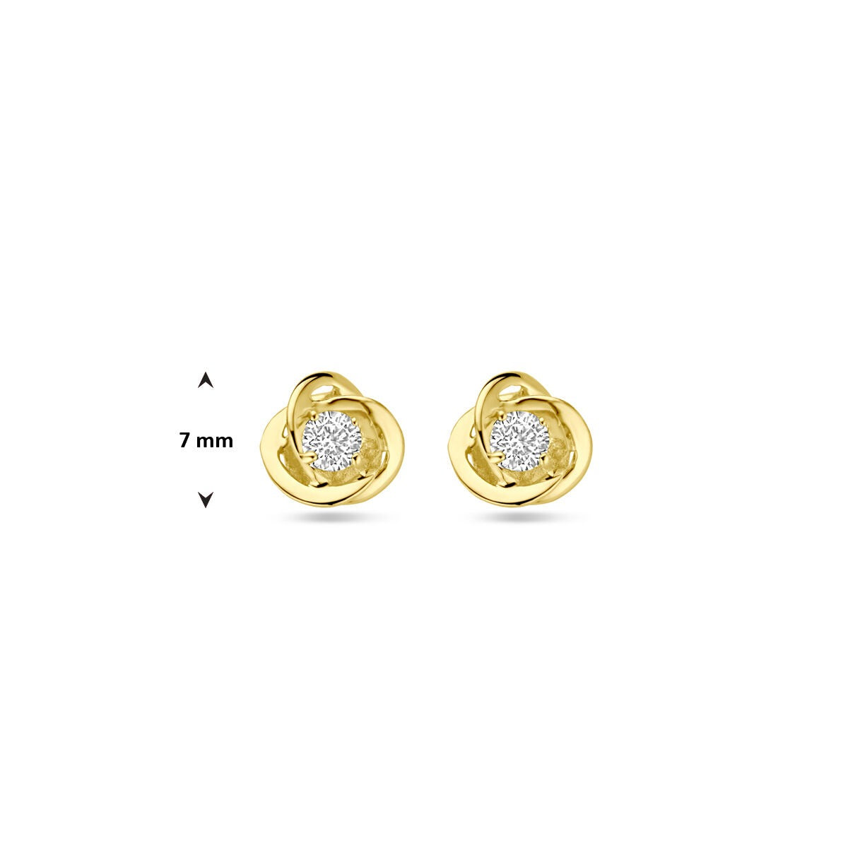 pendientes de botón chapado en oro amarillo con circonitas – 7 mm