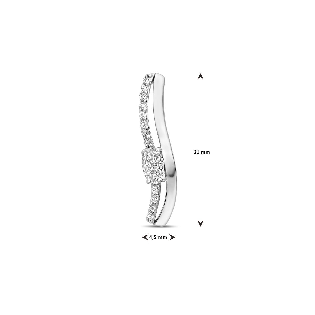 Colgante de plata con circonita en forma de barra – plata 925 rodiada, 21 mm de alto