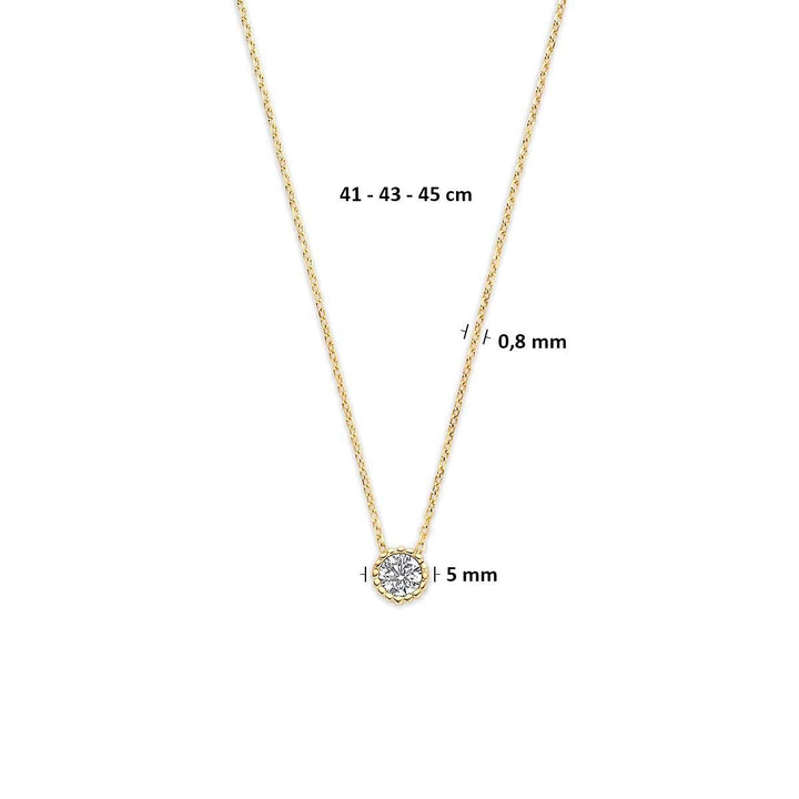9k geelgouden collier met zirkonia