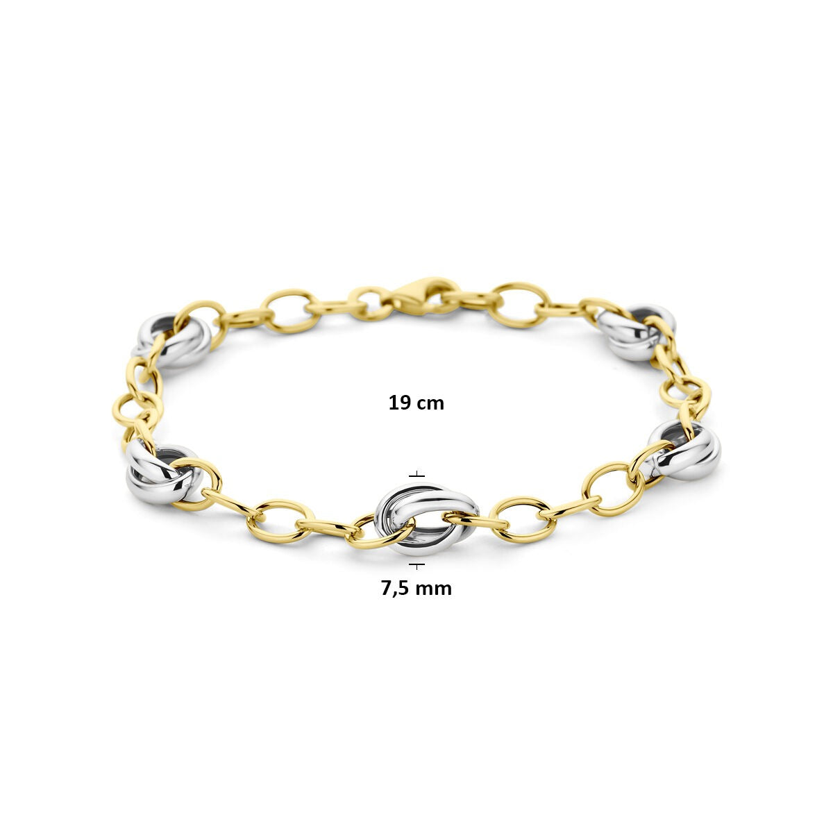 pulsera de eslabones de oro bicolor de 14k