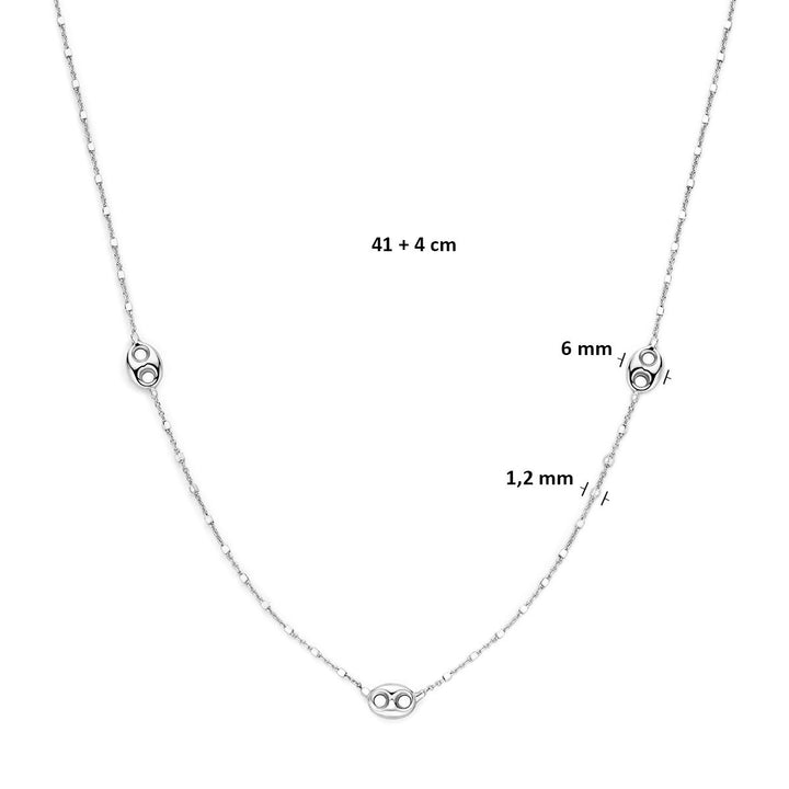 Gerhodineerd 925 zilveren ketting met koffieboonschakels