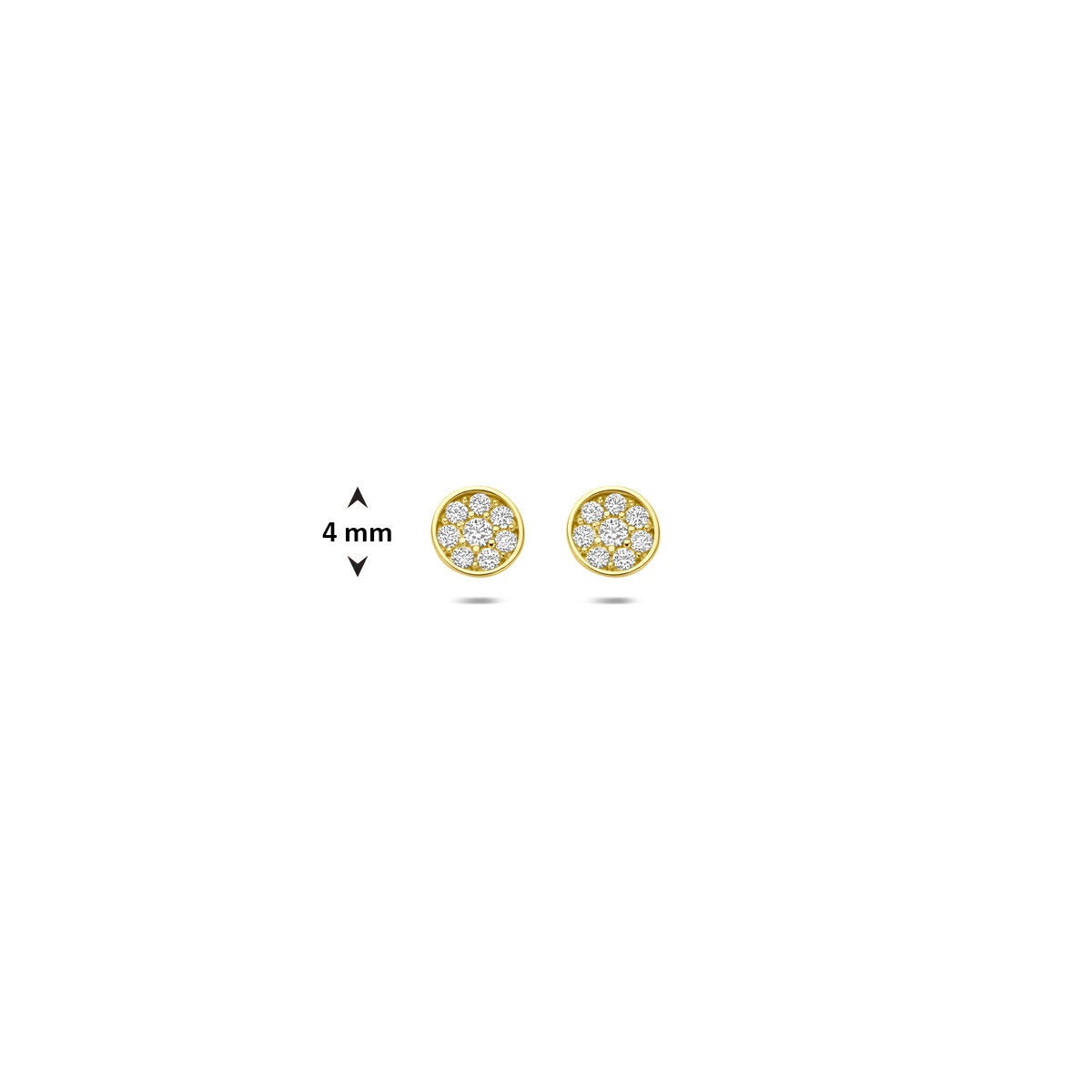 Pendientes de botón de oro con circonitas – 14k, engaste pavé