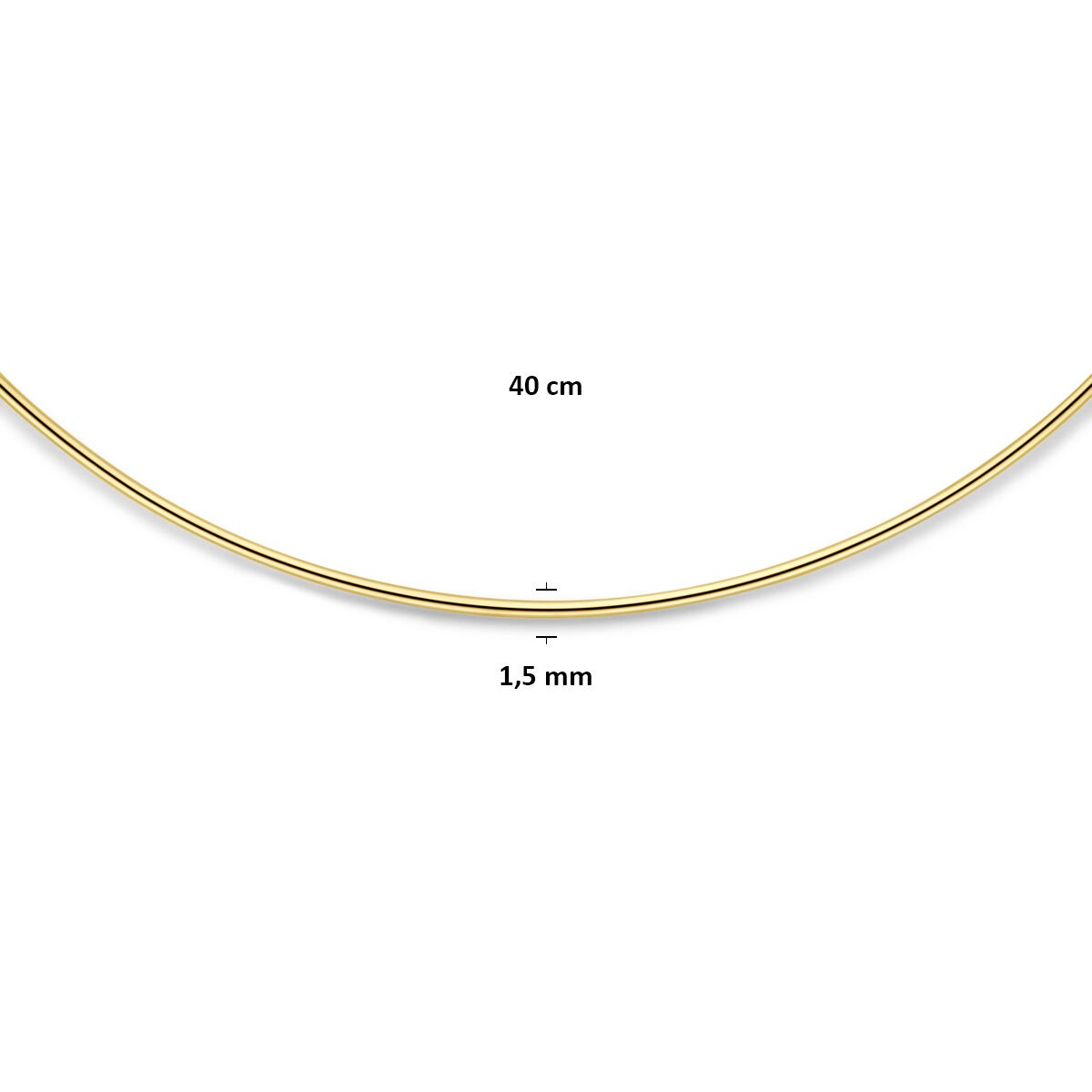 Collar de oro sin colgante 14k con cierre de langosta 1,5 mm 40 cm