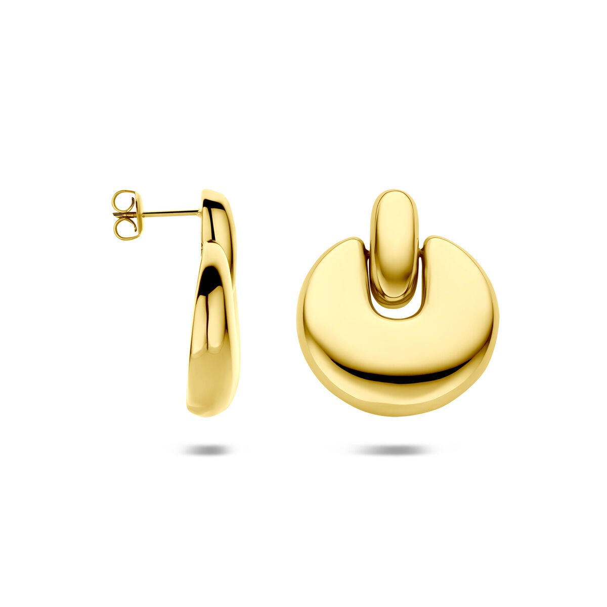 Pendientes de mujer de acero color amarillo con ion plating 29,5 mm