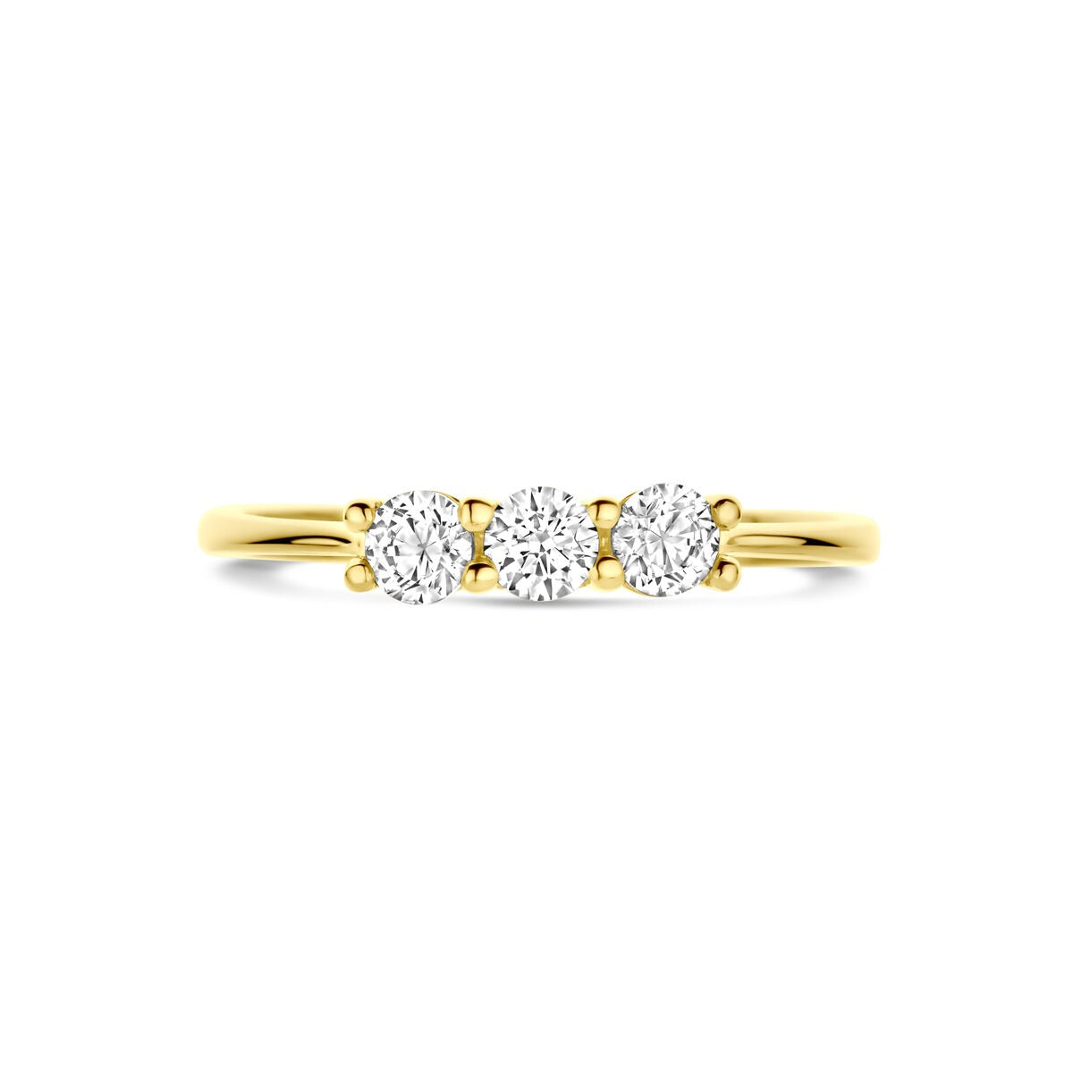 Anillo de mujer en oro amarillo con circonitas – 14k oro amarillo