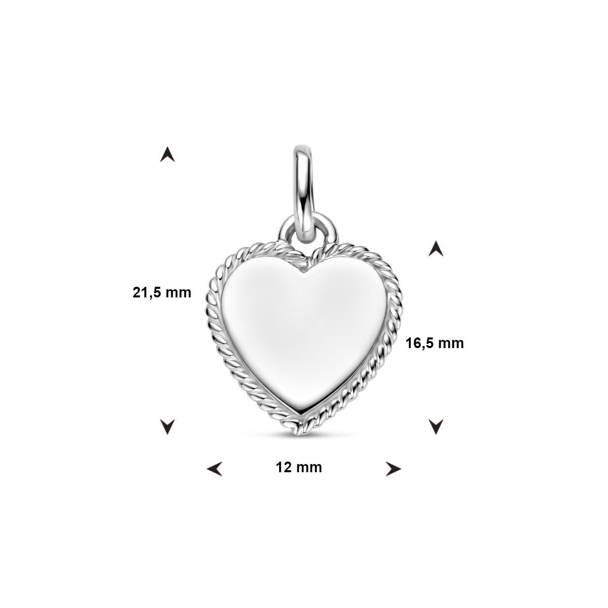 Colgante de grabado en plata rodiada corazón – 19.5mm