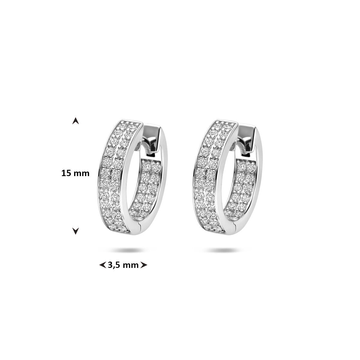 Aros de plata con zirconia rodiados 15x3.5mm