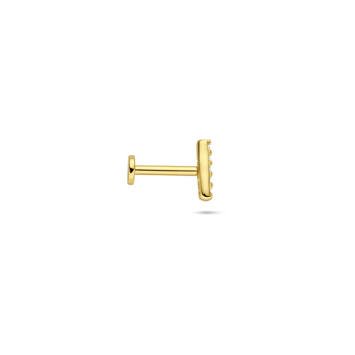 Piercing chapado en oro de plata 925 con fila rectangular de circonitas