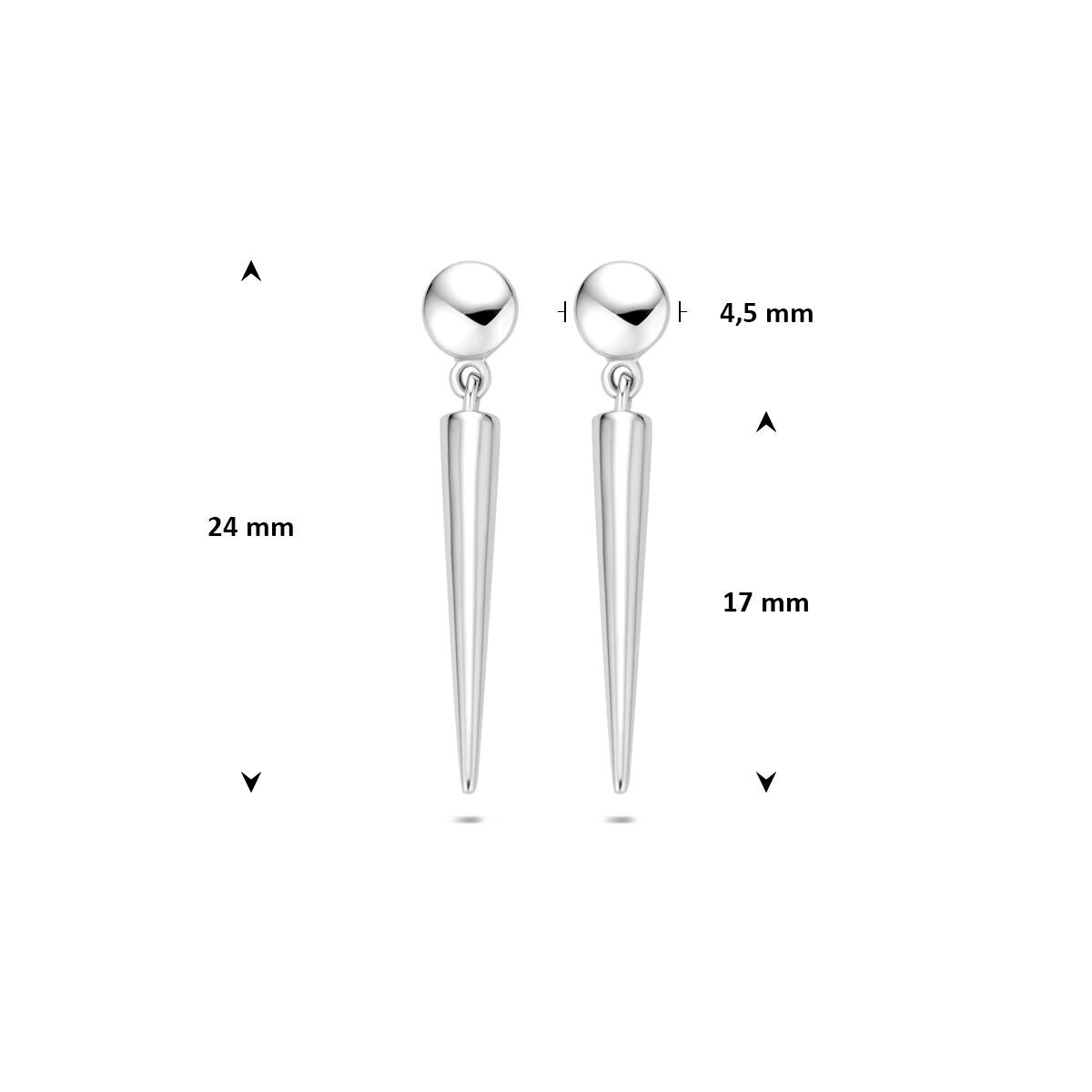 Pendientes de plata rodiada
