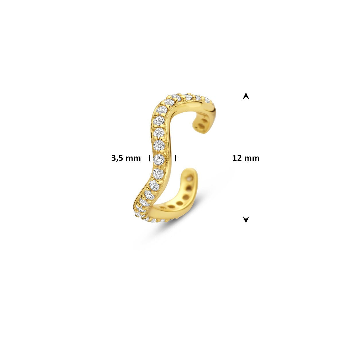 Ear cuff chapado en oro de plata con circonitas – brillo sutil sin perforación