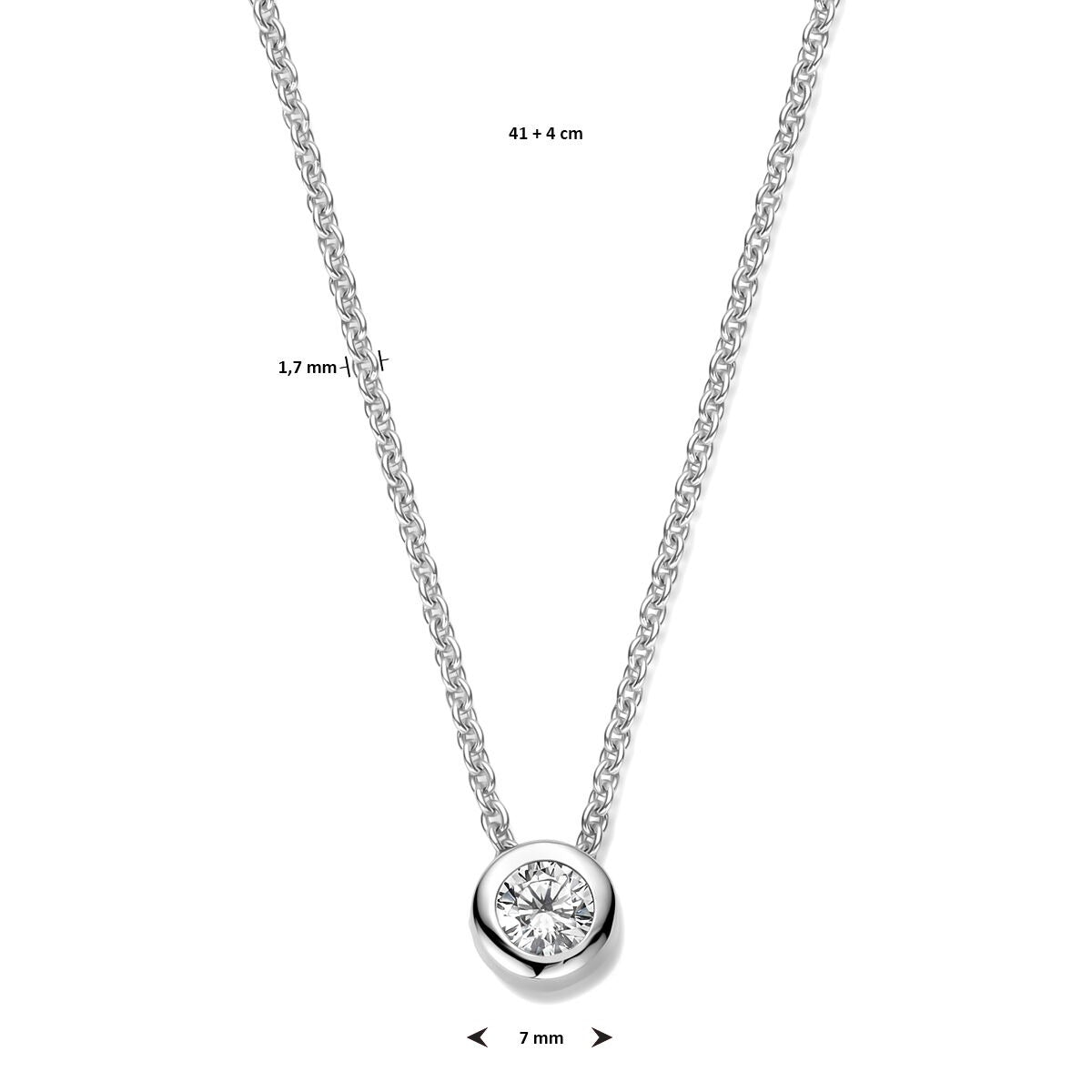 Collar de plata con circonitas – plata 925 rodiada (set)