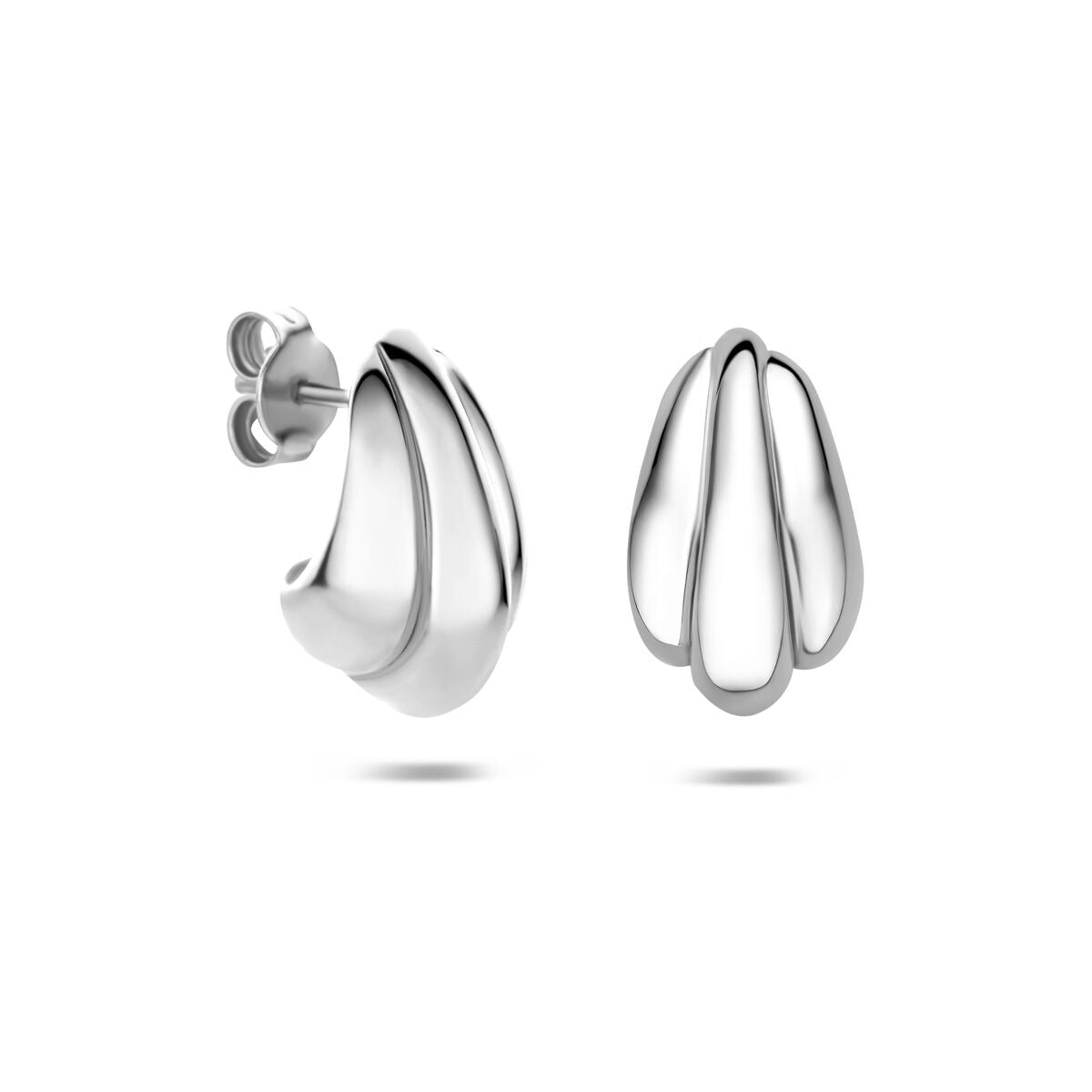 Pendientes de botón de plata 925 rodiados 16,5 x 10 mm