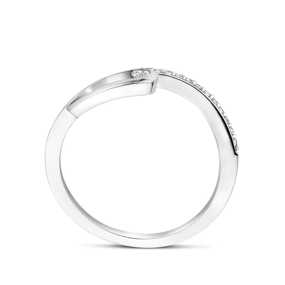 Anillo de mujer de plata con circonitas – plata 925 rodiada, engaste de entorno