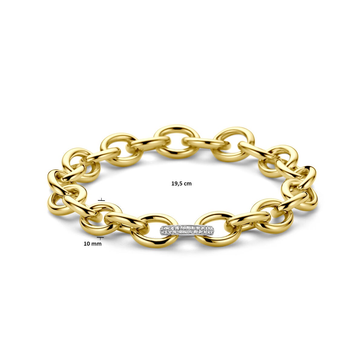 Pulsera de oro bicolor amarillo y blanco con diamante