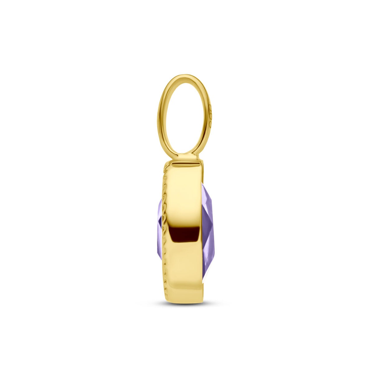 Colgante de oro amarillo de 14k con amatista - Montura ovalada