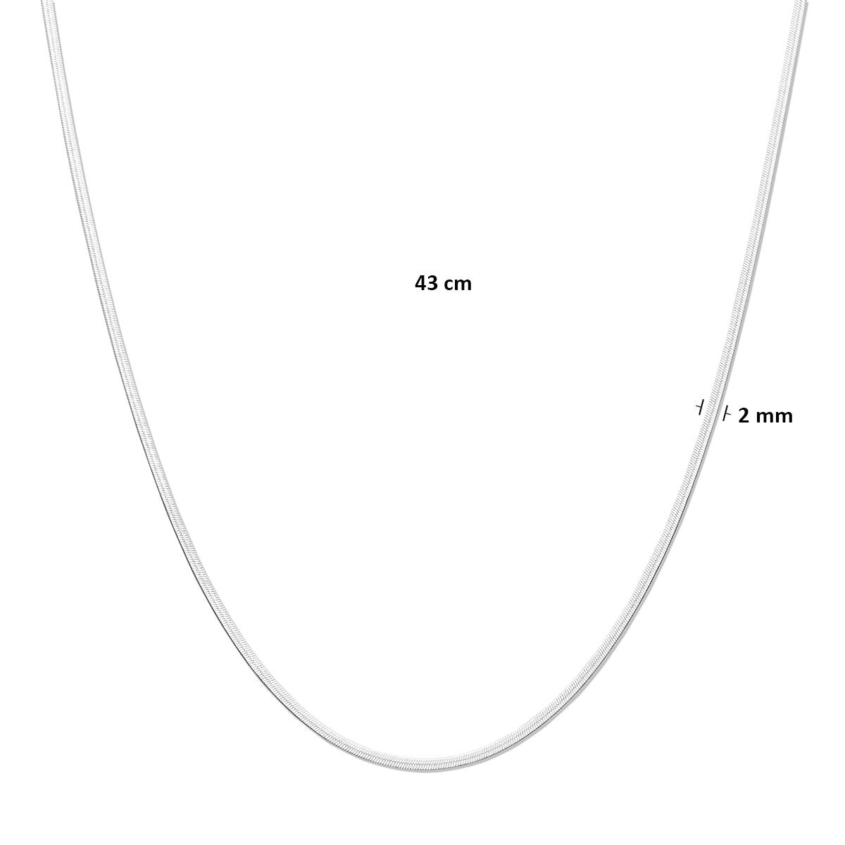 collar serpiente plano 2 mm 43 cm plata rodiado