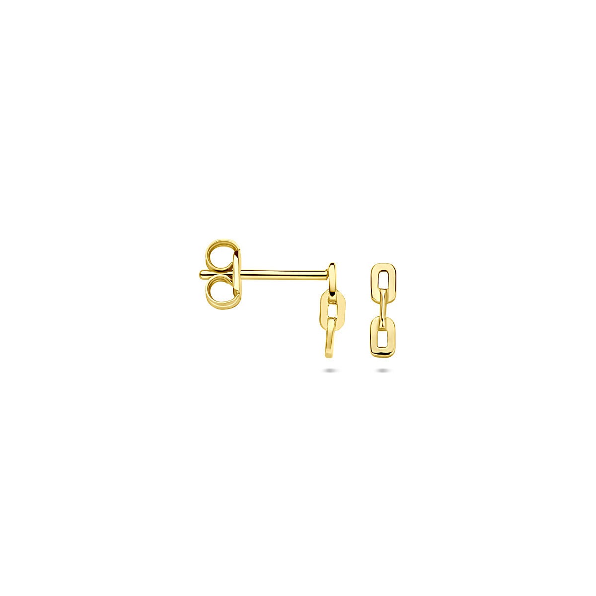 Pendientes de botón de oro amarillo en forma de barra – 7 x 2 mm