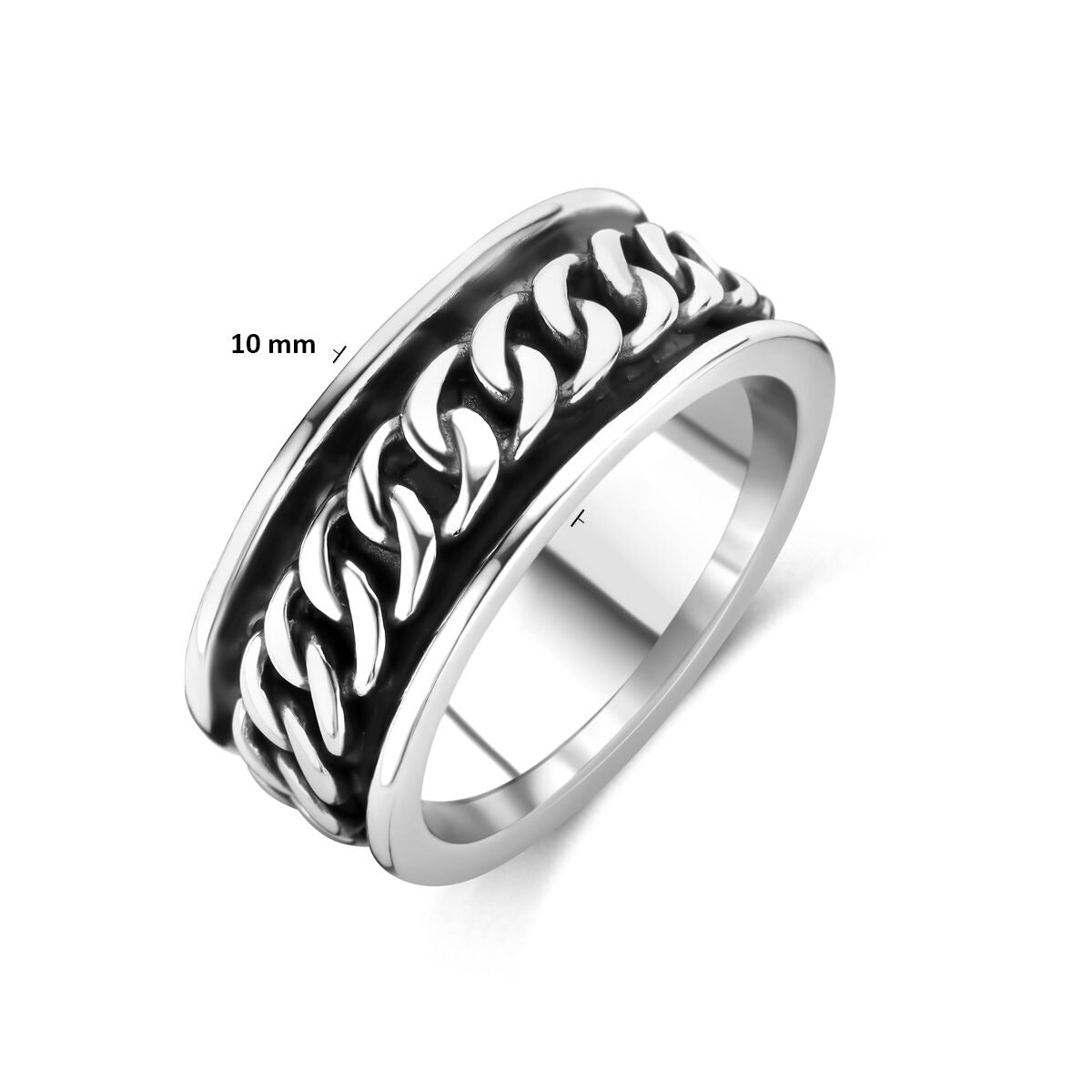 Anillo de hombre de plata oxidada – anillo robusto de plata 925 con acabado característico