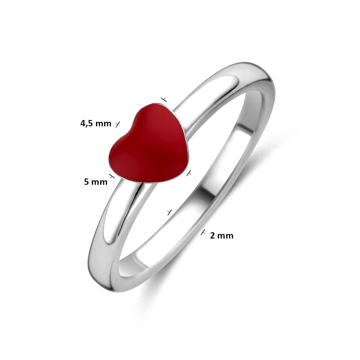 Anillo infantil de plata con corazón – rodiado
