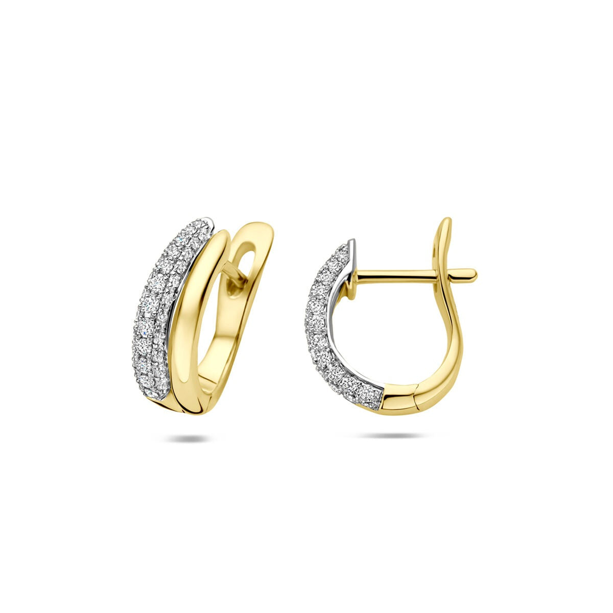 Aros de oro bicolor con diamante