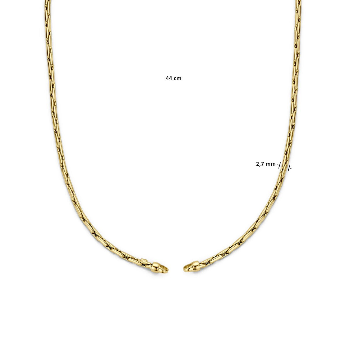 Collar de oro amarillo de 14k sin cierre