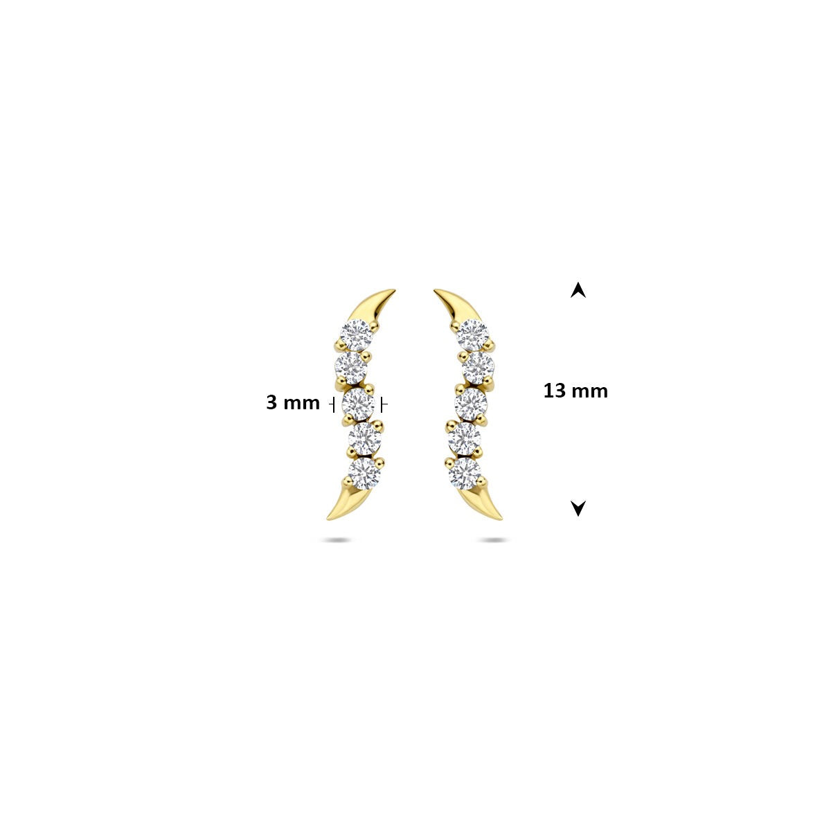 pendientes de botón de oro amarillo con engaste de circonitas