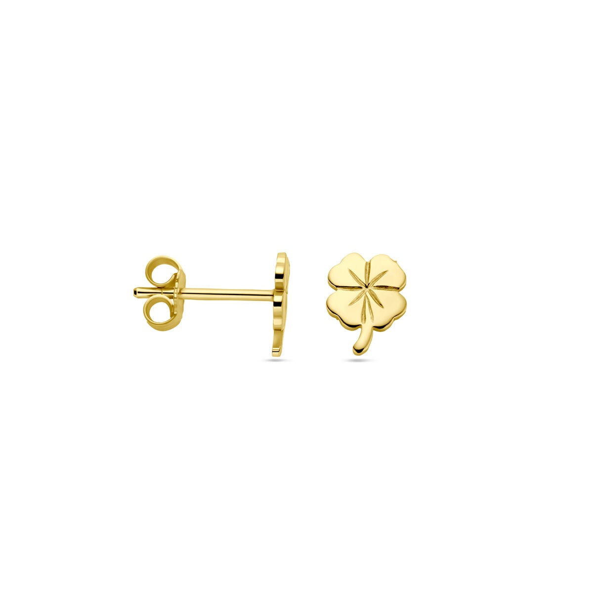 Pendientes de botón de oro amarillo con trébol – 14k