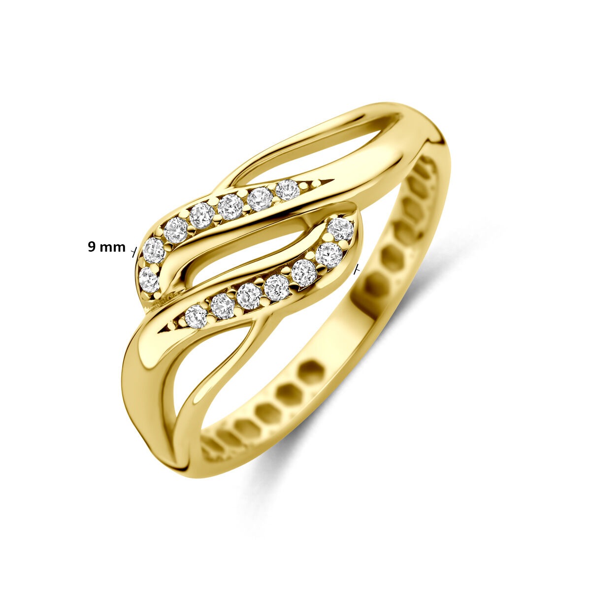 Anillo de mujer de oro con circonitas – 14k oro amarillo