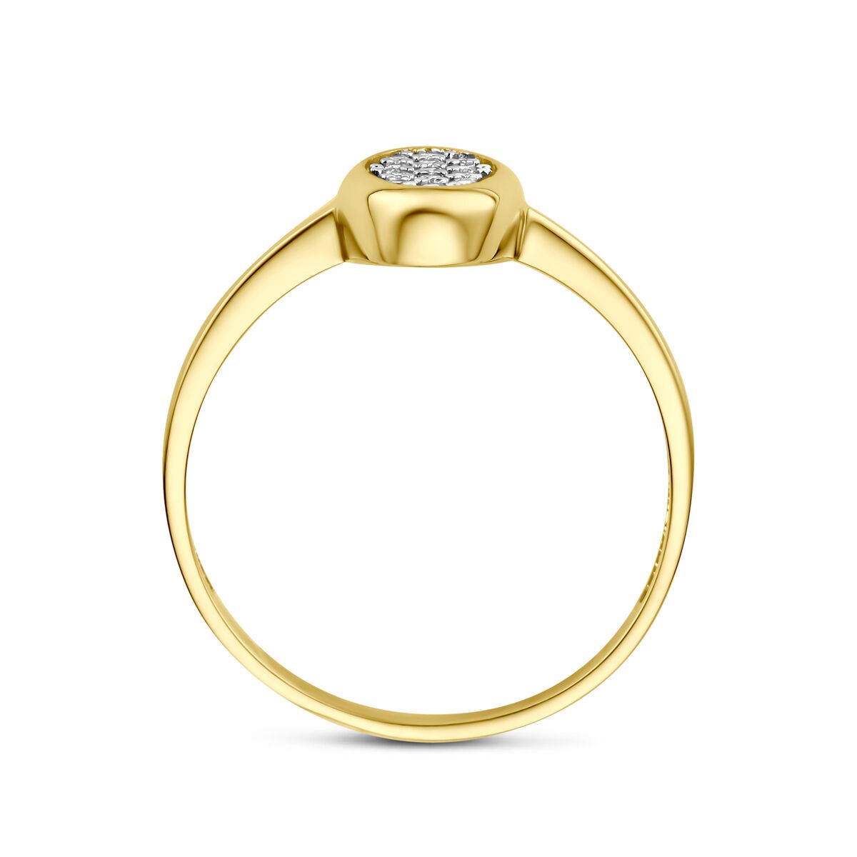 Anillo de oro amarillo de 14k con pavé de circonita ovalada