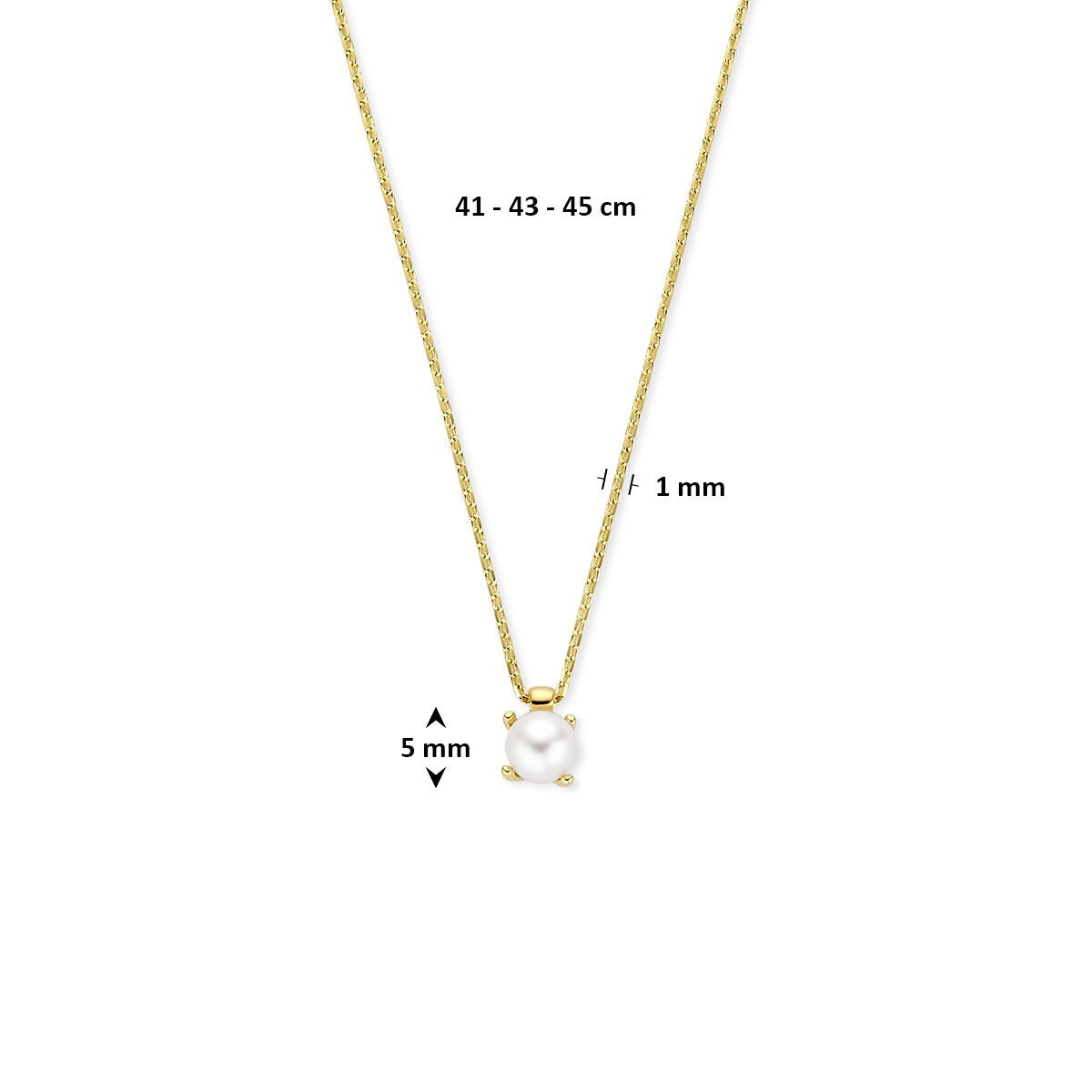 collar de oro amarillo de 9k con perla blanca
