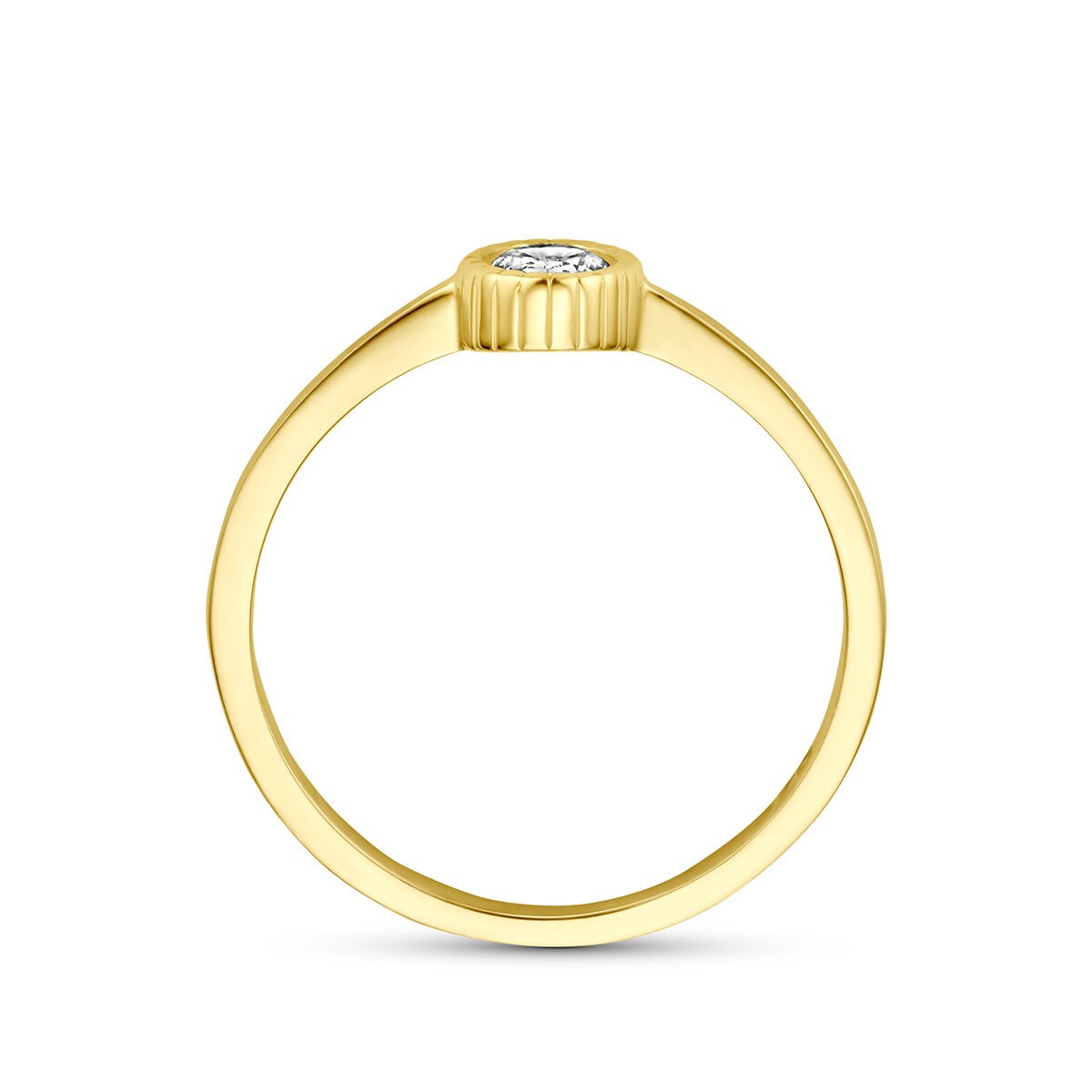9k Geelgouden ring met zirkonia