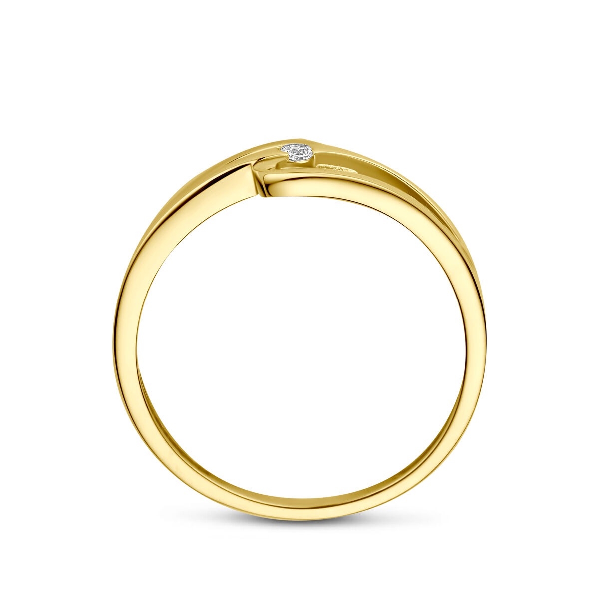 Anillo de oro amarillo de 14k con zirconia solitaria