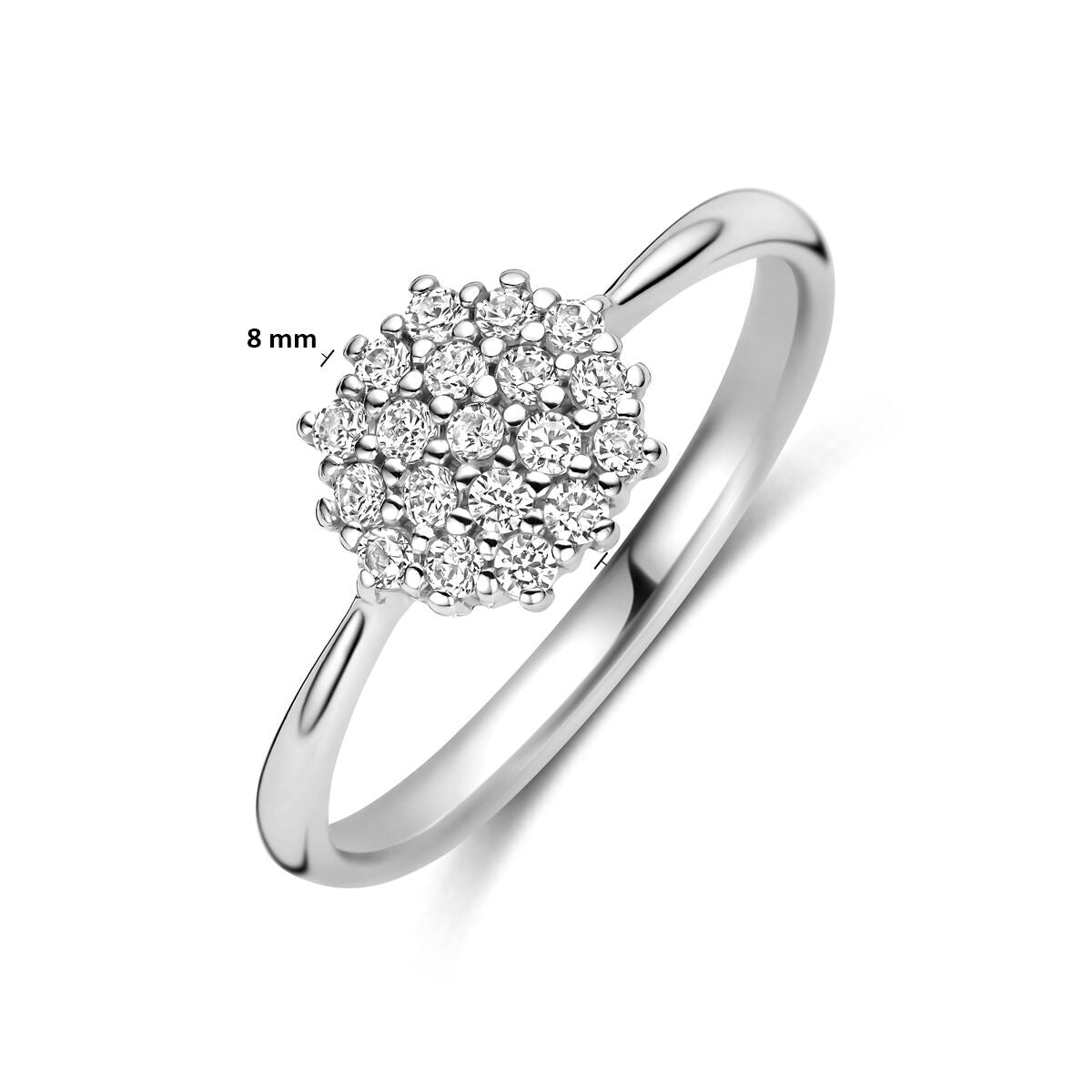anillo de zirconia plata rodiada