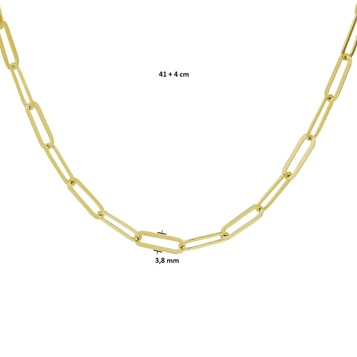 Collar chapado en oro de plata paperclip de mujer – oro amarillo sobre plata 925, 41–45 cm