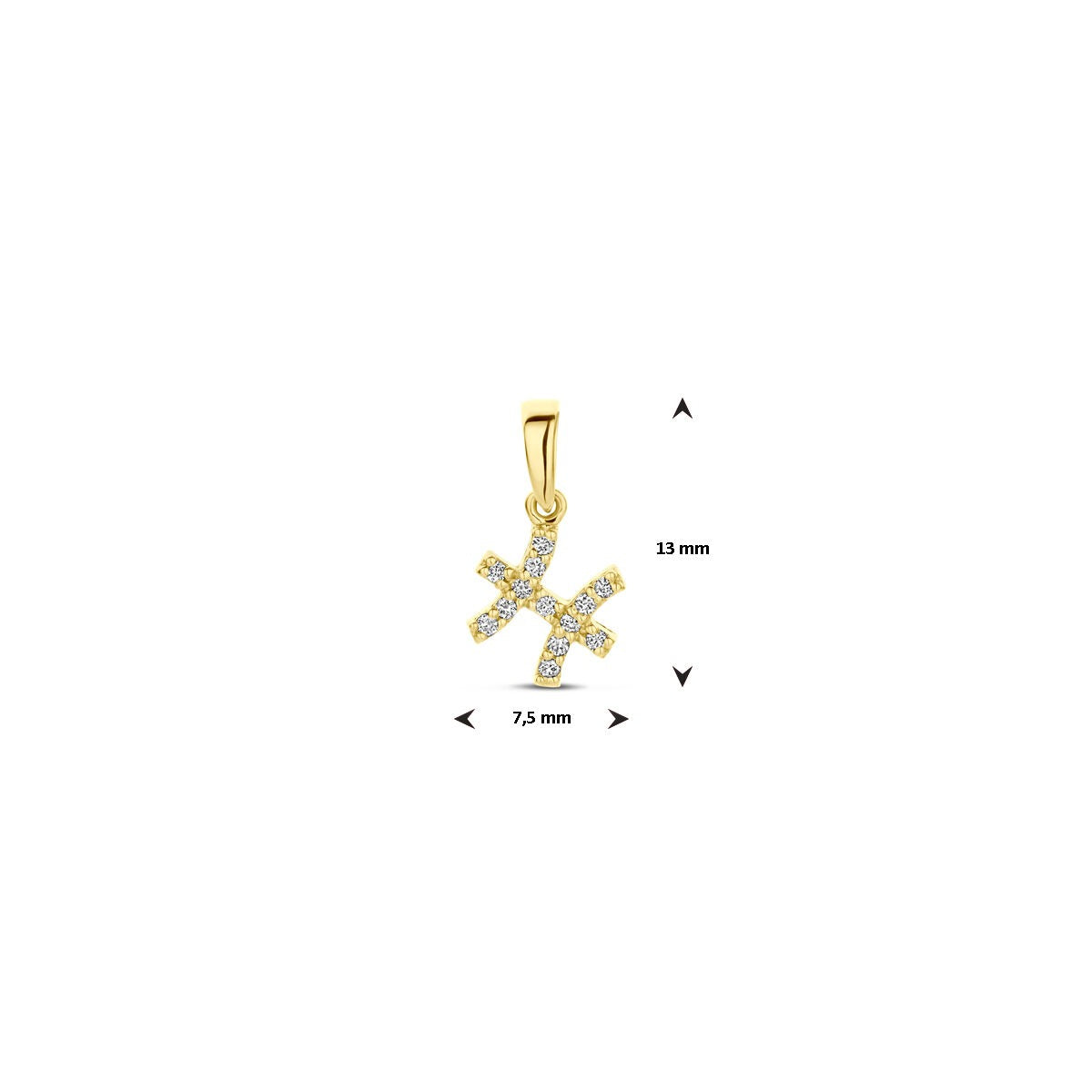 colgante de oro amarillo del signo zodiac con diamante