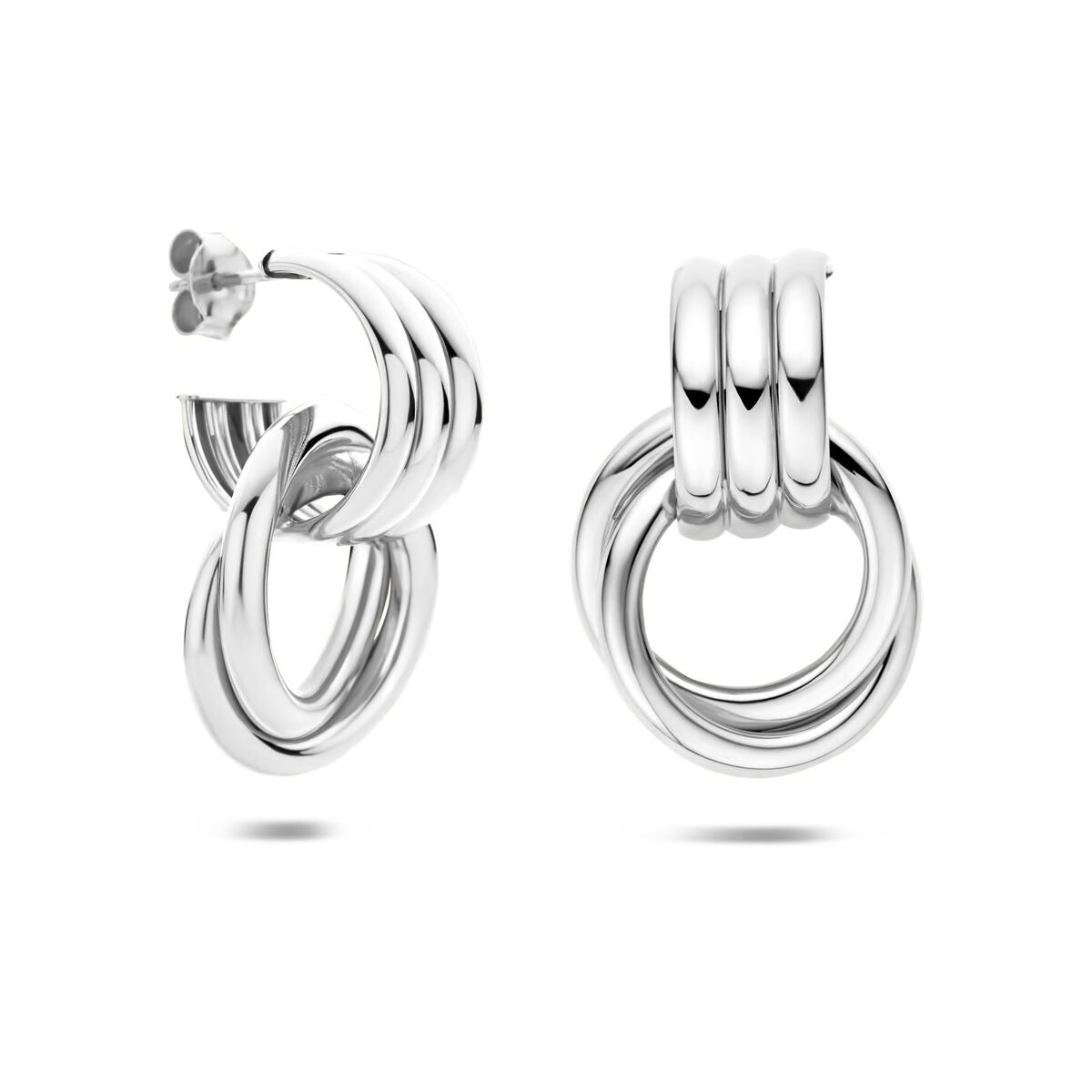 Pendientes de aro de plata 925 rodiada 32 x 21.5 mm