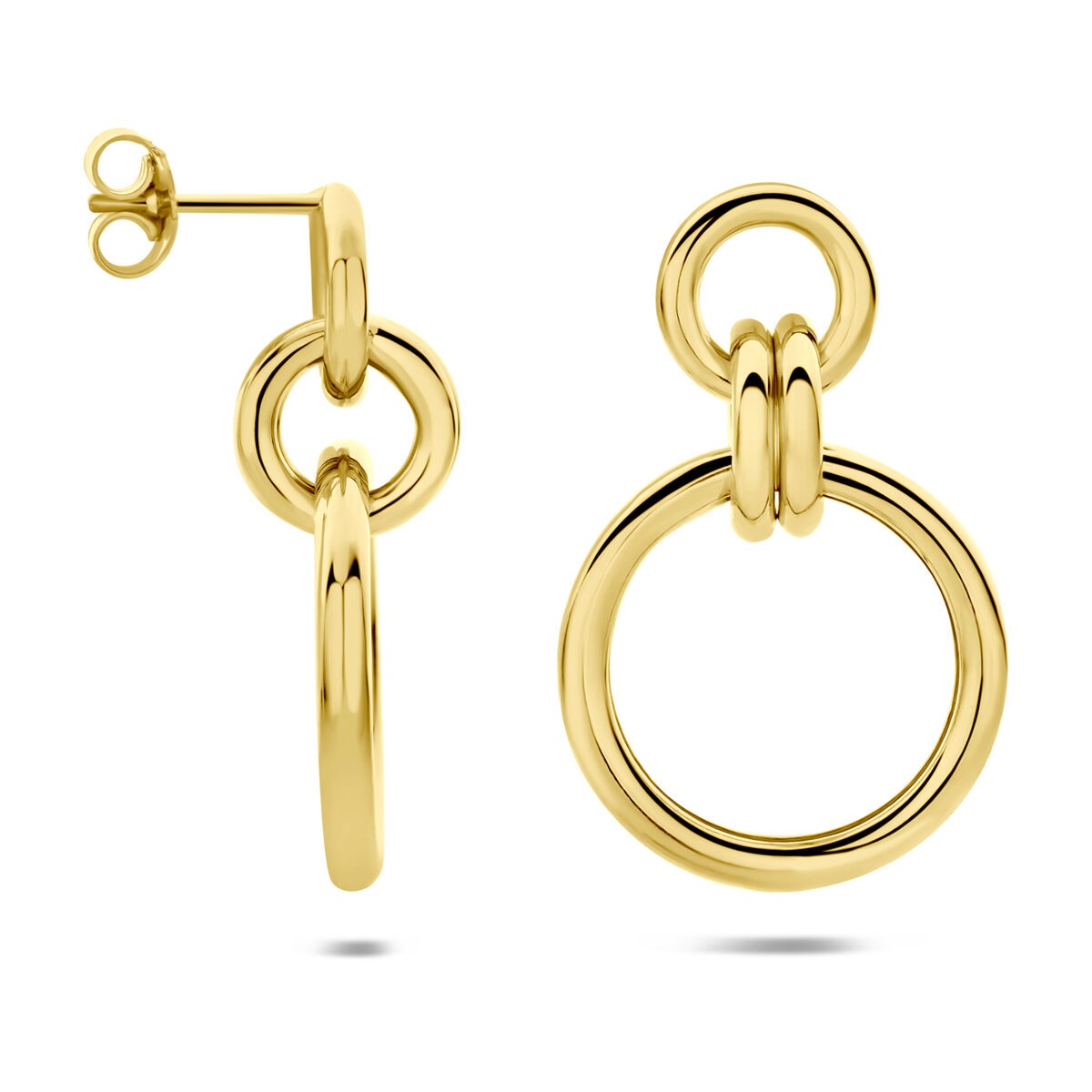 Pendientes de plata chapados en oro redondos 925