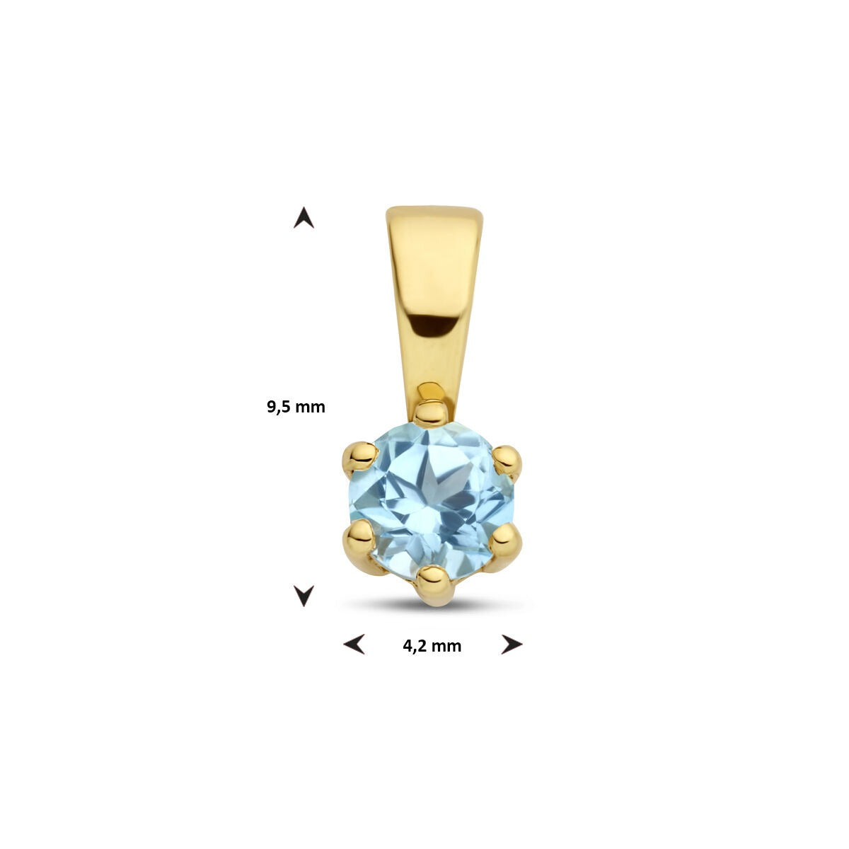 colgante de oro amarillo de 9k con topacio azul