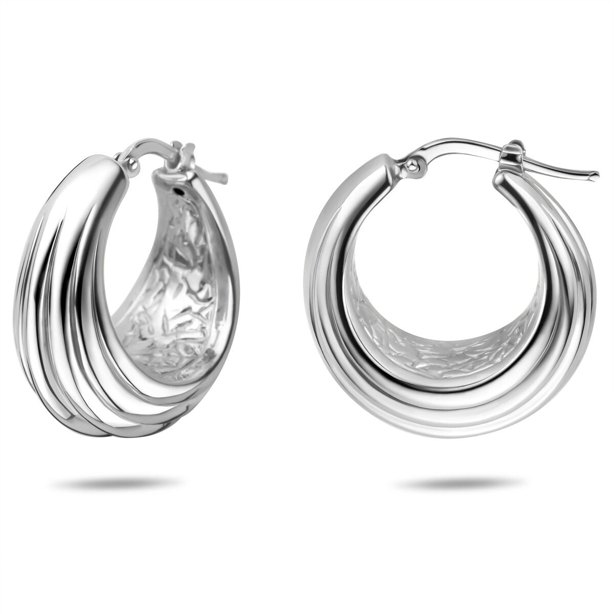 Aros de plata 925 rodiados 25,5 x 14 mm de mujer