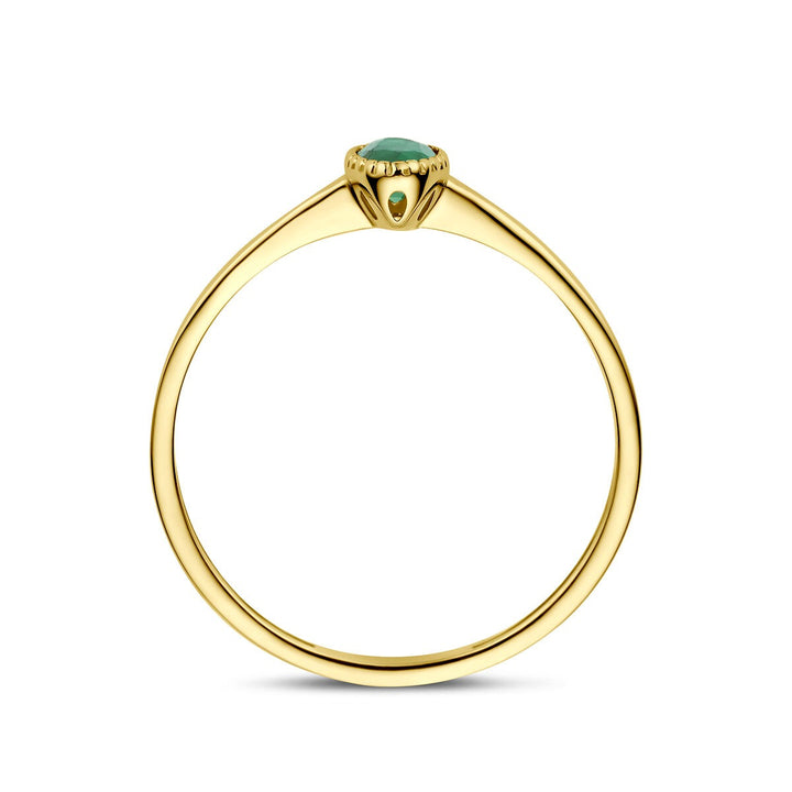 14k Geelgouden ring met smaragd