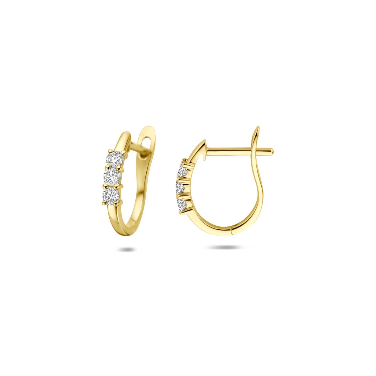 Aros de oro amarillo de 14k con diamante