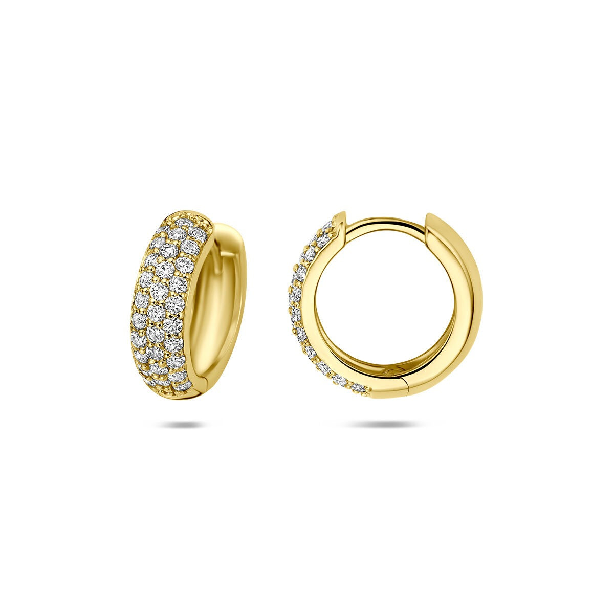 Aros de oro amarillo de 14k con diamante cultivado en laboratorio