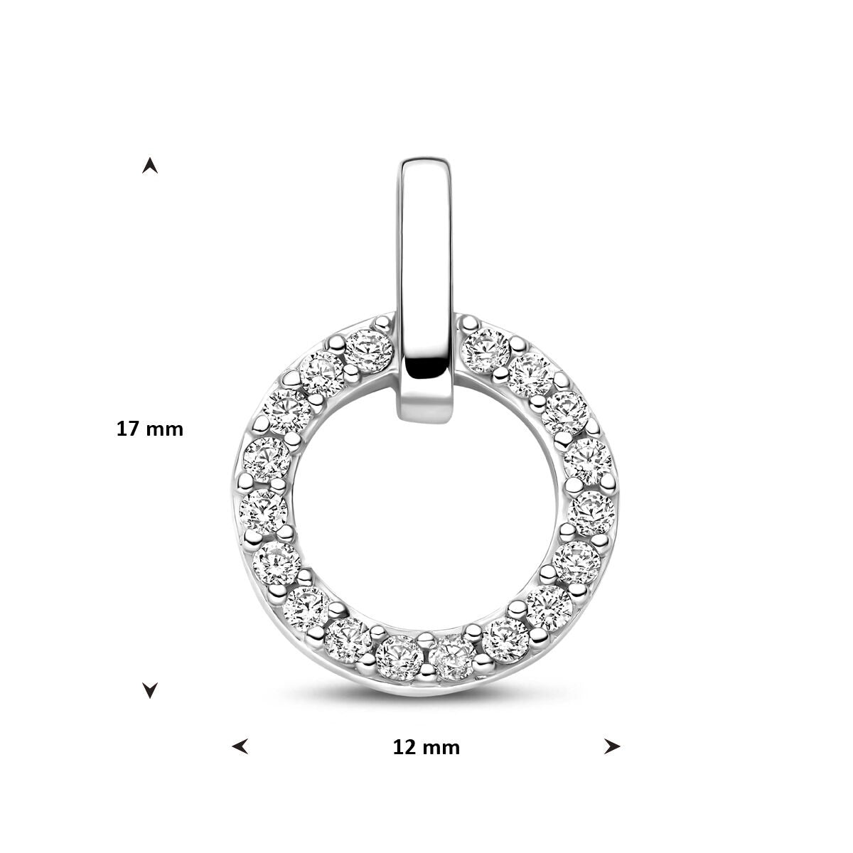 Colgante de plata con circonitas - engaste de entorno en forma de brillante 17mm
