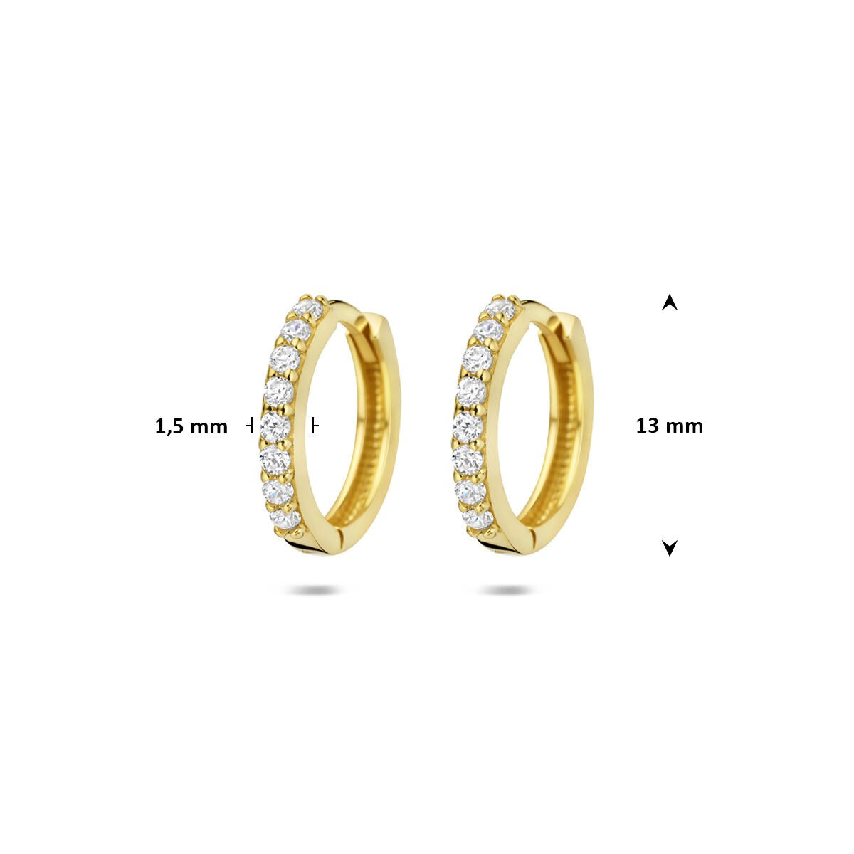 aros de oro amarillo con circonitas talladas en brillante