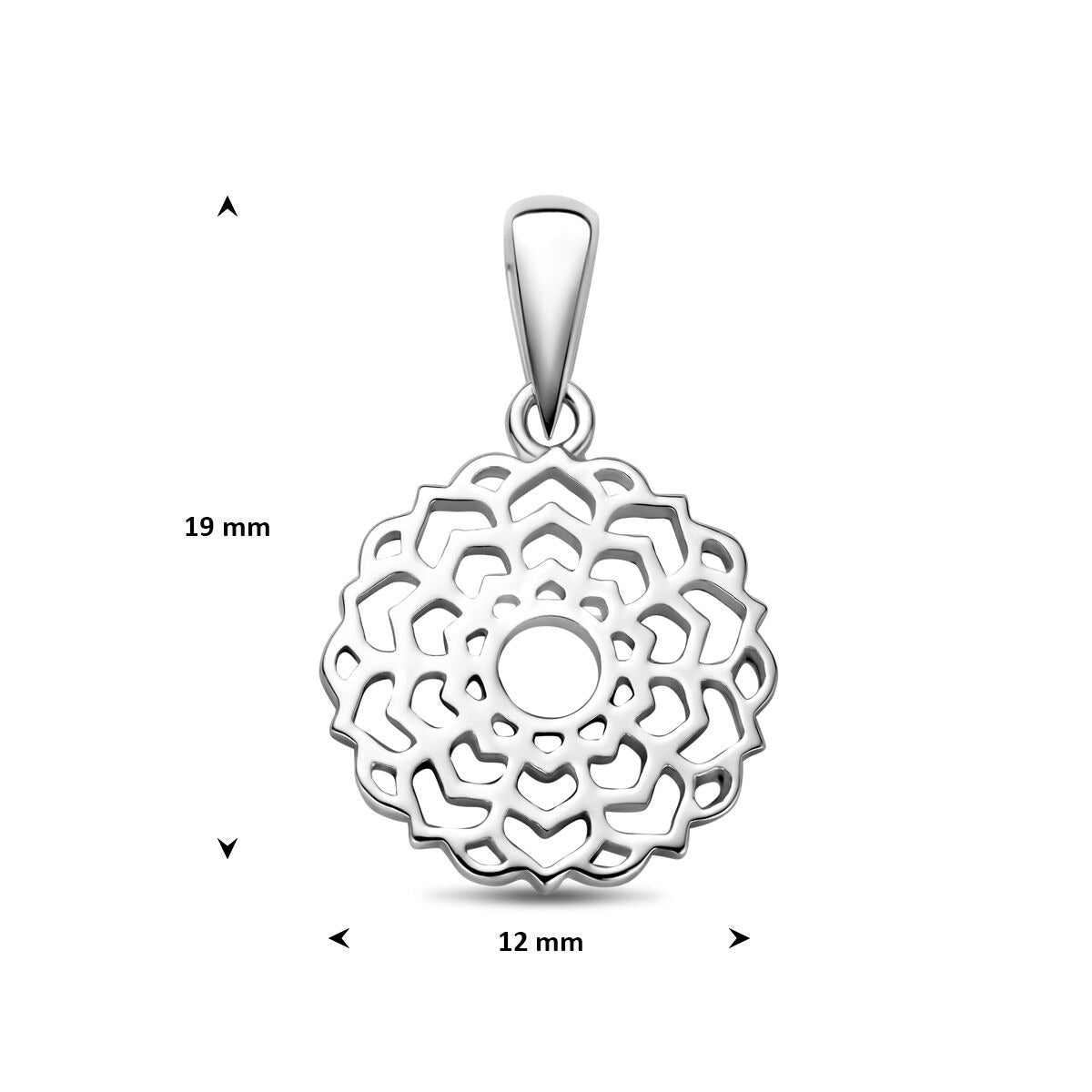 Colgante de flores de plata rodiada