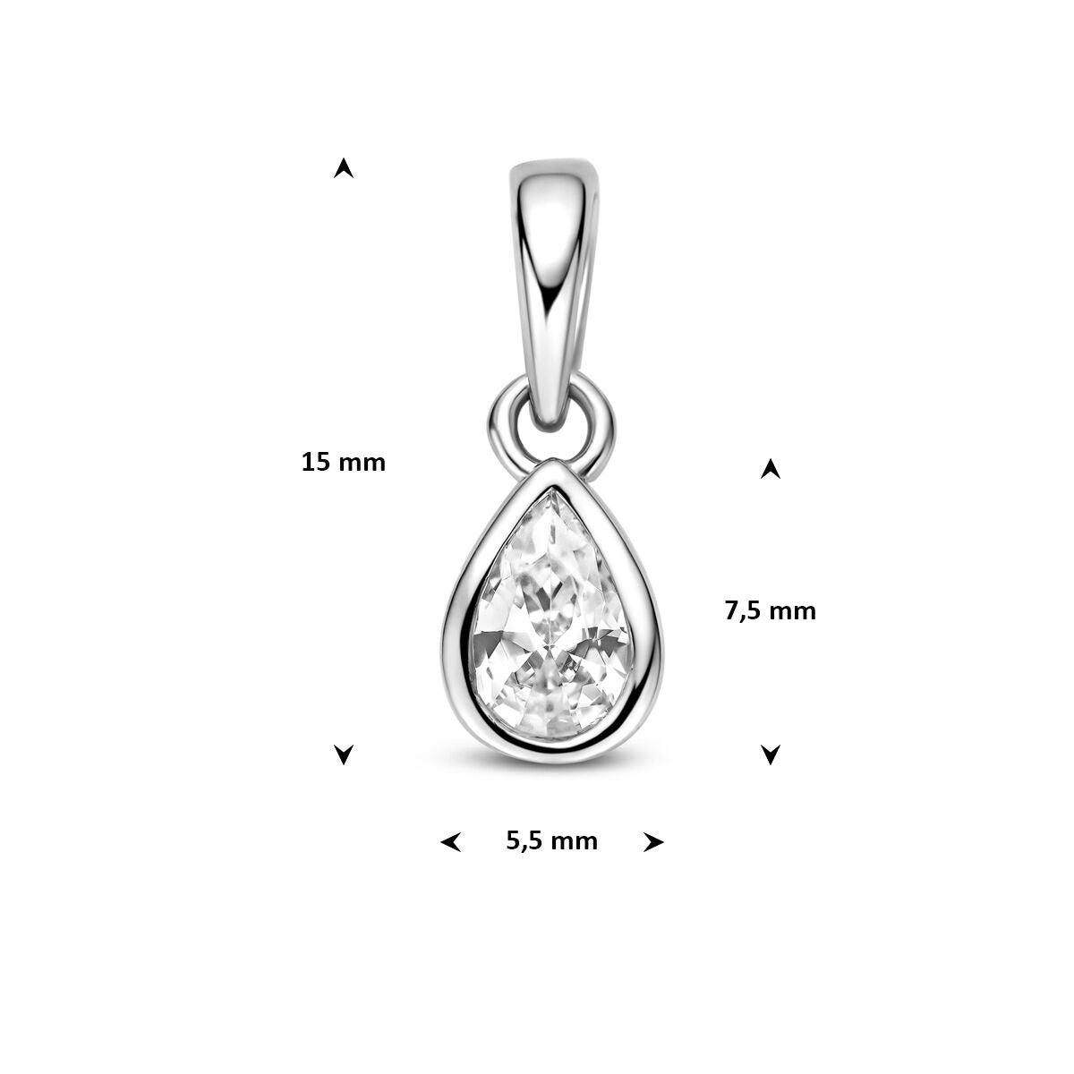 Colgante de plata 925 rodiado con zirconia en forma de pera