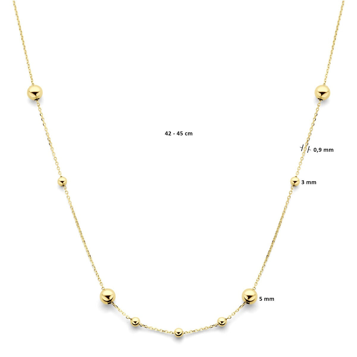 collar de bolitas de oro amarillo de 14k