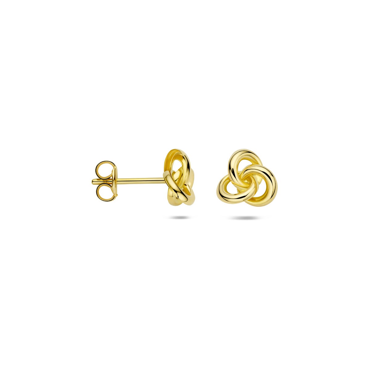 Pendientes de botón en oro amarillo con nudo – 14k