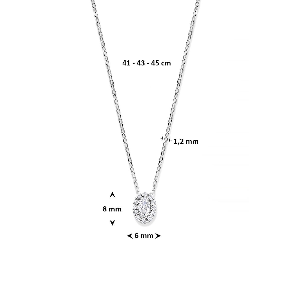 Collar de plata chapado en rodio con colgante ovalado de circonita