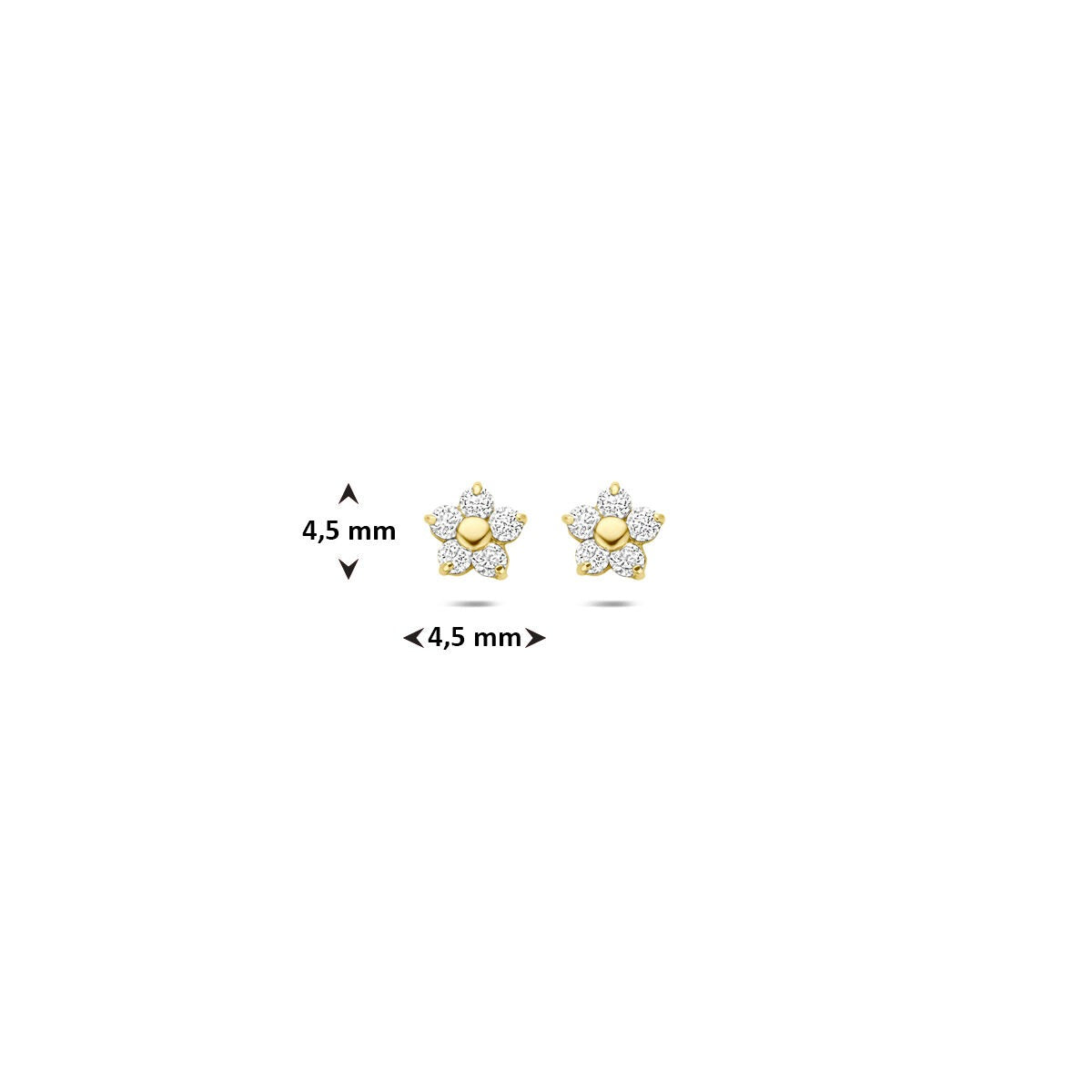 Pendientes de botón de oro con circonitas – 14k